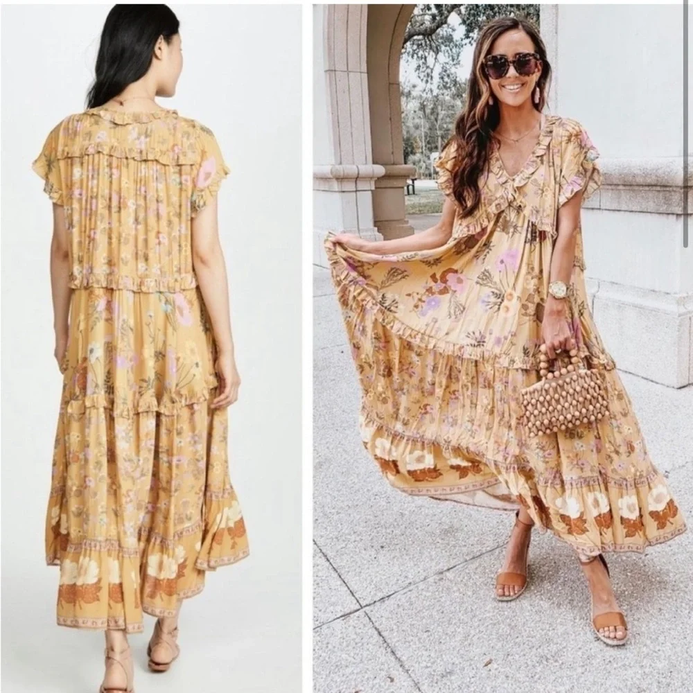 Floral Yellow Maxi Dress - Picture 3 of 11